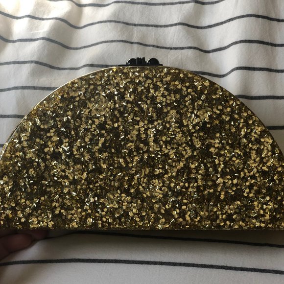 Edie Parker Gold Acrylic Half Moon Clutch - Picture 4 of 6